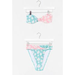 Womens Bikini Bandeau & Culotte Haute Échancrée À Imprimés Fleuris Fine Fleur Des Plages - Nasty Gal - Modalova