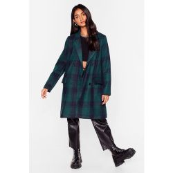 Womens Manteau Effet Laine Oversize À Imprimé Carreaux Je Te Fais Une Tête Au Carreau - Nasty Gal - Modalova