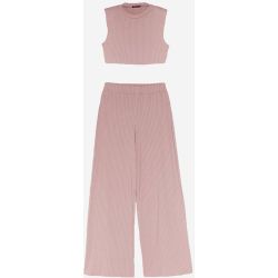 Womens Petite - Ensemble Confort Crop Top & Pantalon Large Côtelés Prends Le Temps De Flemmarder - Nasty Gal - Modalova