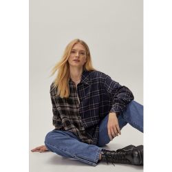 Womens Grande Taille - Chemise À Double Imprimé Carreaux Je T'Invite Dans Mon Carré D'Amis - Nasty Gal - Modalova