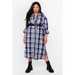 Womens Grande Taille - Dressing Gown Chemise Ample À Carreaux Toi & Moi C'Est Carreau - Nasty Gal - Modalova