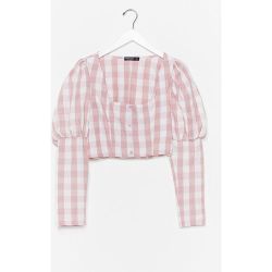 Womens Crop Top À Manches Bouffantes Et Imprimé Vichy Tout Les Deux C'Est Pour La Vichy - Nasty Gal - Modalova