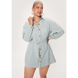 Womens Grande Taille - Dressing Gown Chemise Ceinturée À Boutons Contrastants Je Ne Changerai Pas D'Avis - Nasty Gal - Modalova