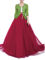 Rupe Maxi En Tulle Couleur Unie Taille Élastique Avec Ceinture Pour Soirée - Newchic - Modalova