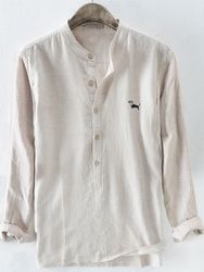 Chemise Henley à manches longues respirante imprimée à rayures pour chien en coton pour - Newchic - Modalova