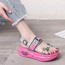 Sport vent sandales saison nouveau muffin strass-bas mode transparent chaussures à bout ouvert - Newchic - Modalova