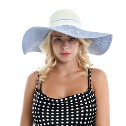 Chapeau de paille en bord de mer brodé à deux couleurs avec une lettre de - Newchic - Modalova