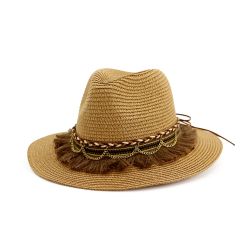 S parasol gland chapeau de paille en plein air bord de mer pare-soleil couleur unie jazz chapeau - Newchic - Modalova