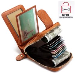 RFID Portefeuille Décontracté Tri-pliant en Cuir Véritable Porte-Carte Sac de Monnaie pour - Newchic - Modalova