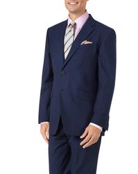 Indigo Classic Fit Panama Puppytooth Business Suit Wool Jacket Size 42 Regular by - Charles Tyrwhitt - Modalova