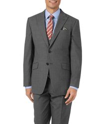 Charcoal Slim Fit Panama Puppytooth Business Suit Wool Jacket Size 38 Regular by - Charles Tyrwhitt - Modalova