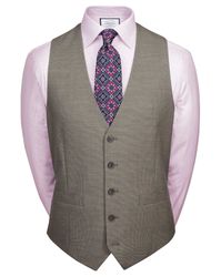 Natural Puppytooth Slim Fit Panama Business Suit Wool Waistcoat Size w38 by - Charles Tyrwhitt - Modalova