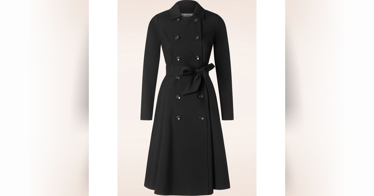 Trench coat évasé Korrina en noir Modalova