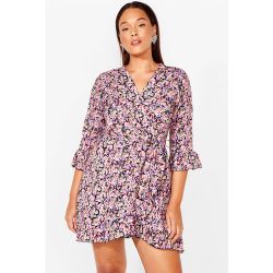 Grande Taille - Dressing Gown Portefeuille Volantée À Imprimé Fleuri Je T'Ef-Fleur-Re La Peau - Nasty Gal - Modalova