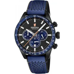 Montre Festina ORIGINALS - Montre PVD NOIR CADRAN NOIR COMPTEURS BLEUS BRACELET CUIR BLEU Festina Montres - F20359-2 - Modalova