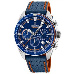 Montre Festina ORIGINALS - Montre ACIER CADRAN BLANC BRACELET CUIR BLEU SURPIQURE ROUGE Festina Montres - F20377-2 - Modalova