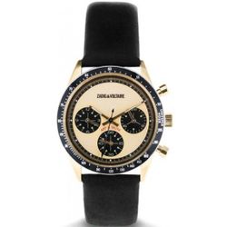 Promo : Montre ZVM117 - Montre Cuir Noir Boîtier Doré Chronographe - Zadig & Voltaire - Modalova