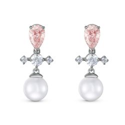 Boucles d'oreilles Swarovski 5516592 - Boucles d'oreilles métal rose cristal et perle blanc - 3 suisses - Modalova