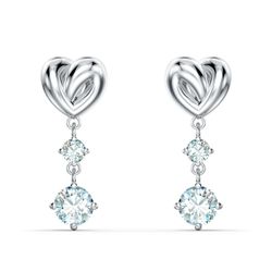 Boucles d'oreilles 5517943 - Boucles d'oreilles métal rhodié blanc c?ur et pierre bleue - Swarovski - Modalova