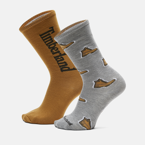 Lot de 2 paires de chaussettes imprimées unisexes en jaune foncé, jaune, Taille: L - Timberland - Modalova