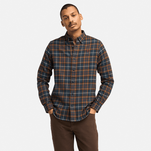 Chemise semi-épaisse en flanelle à carreaux en bleu foncé, , bleu, Taille: L - Timberland - Modalova