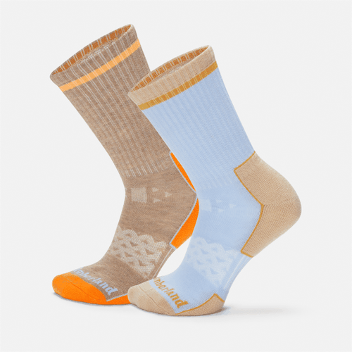 Lot de 2 paires de chaussettes de randonnée mi-mollet Coolmax unisexes en bleu foncé, bleu, Taille: M - Timberland - Modalova