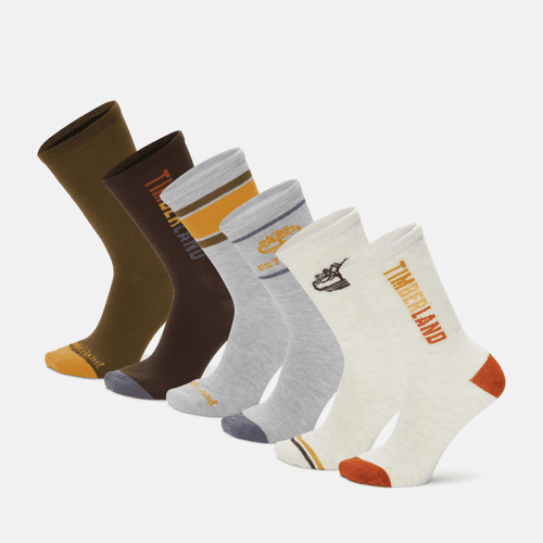 Lot de 6 paires de chaussettes mi-mollet multi logo unisexes à offrir bleu foncé, bleu, Taille: L - Timberland - Modalova