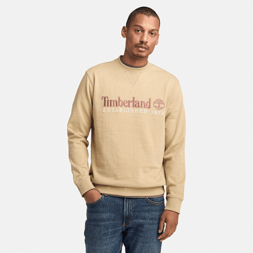 Sweat à col rond et logo brodé Established 1973 en beige, , beige, Taille: L - Timberland - Modalova