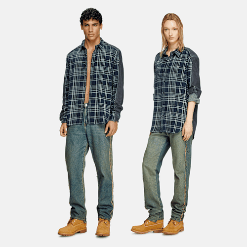 Chemise à carreaux en denim surteinte, bleu, Taille: L - Timberland - Modalova