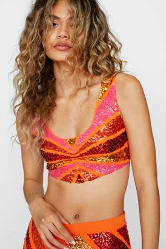 Bralette Courte À Sequins Colorblock - - 38 - Nasty Gal - Modalova