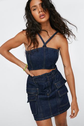 Mini Jupe Cargo En Jean - Bleu - 32 - Nasty Gal - Modalova