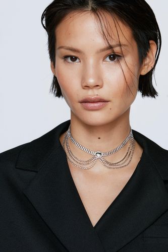 Collier Avec Chaînes À Strass - - One Size - Nasty Gal - Modalova