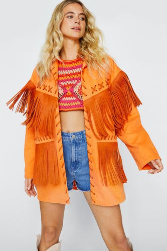 Petite - Veste Oversize En Jean À Laçages Et Franges - - S - Nasty Gal - Modalova