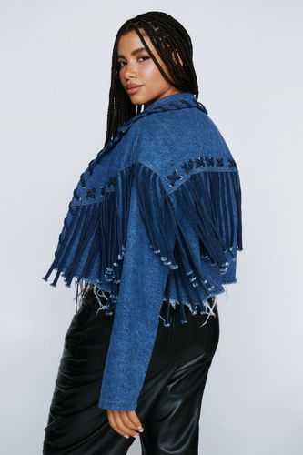 Grande Taille - Veste Courte En Jean À Franges - - L - Nasty Gal - Modalova