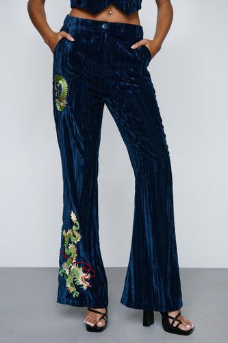 Pantalon Flare En Velours Premium À Broderie - - 36 - Nasty Gal - Modalova