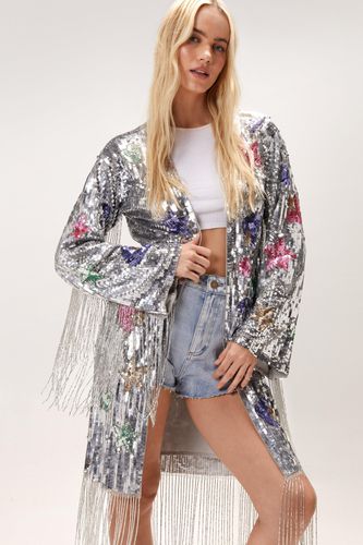 Kimono À Franges Et Ornements Étoiles Et Cœurs - - 36 - Nasty Gal - Modalova