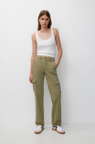 Pantalon cargo taille haute sable femme