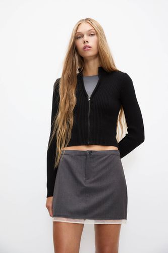 Veste À Fermeture Éclair En Maille Côtelée - Pull&Bear - Modalova