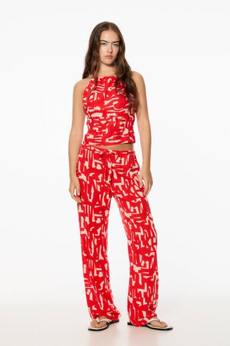 Pantalon Rouge Imprimé - Pull&Bear - Modalova