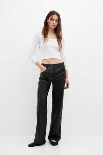 Pantalon Straight Similicuir - Pull&Bear - Modalova