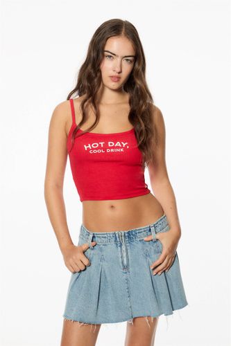 Top Bretelles Rouge Inscription - Pull&Bear - Modalova