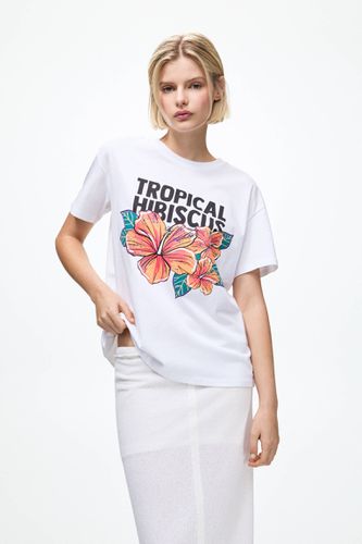 T-Shirt Fleurs Hibiscus - Pull&Bear - Modalova