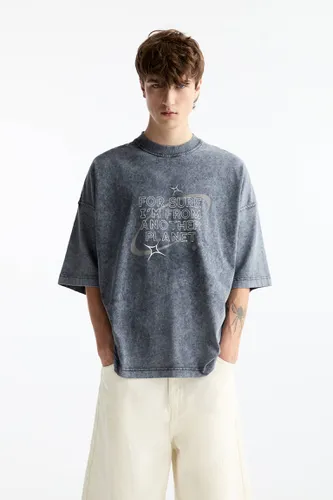 T-Shirt Boxy Délavé Imprimé - Pull&Bear - Modalova