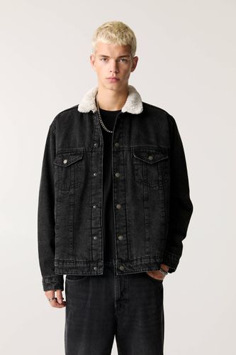 Veste Denim À Col En Fourrure - Pull&Bear - Modalova