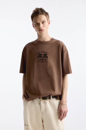 T-Shirt Broderie Natural Duality - Pull&Bear - Modalova