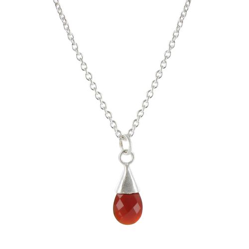 Collier Argent Brossé Une Goutte d'Onyx - LES POULETTES BIJOUX - Modalova