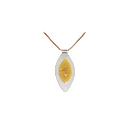 V Pendentif Calisson Pâte de Verre Dorée et Blanche - LES POULETTES BIJOUX - Modalova
