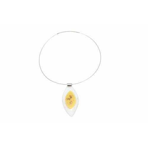 V Pendentif Calisson Pâte de Verre Dorée et Blanche - LES POULETTES BIJOUX - Modalova