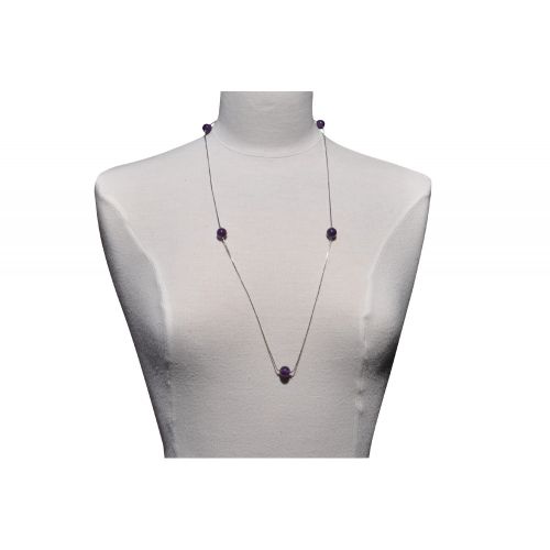Sautoir Argent 925 et Cinq Perles d'Améthyste - LES POULETTES BIJOUX - Modalova