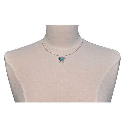 Pendentif Tortue Argent et Larimar - LES POULETTES BIJOUX - Modalova